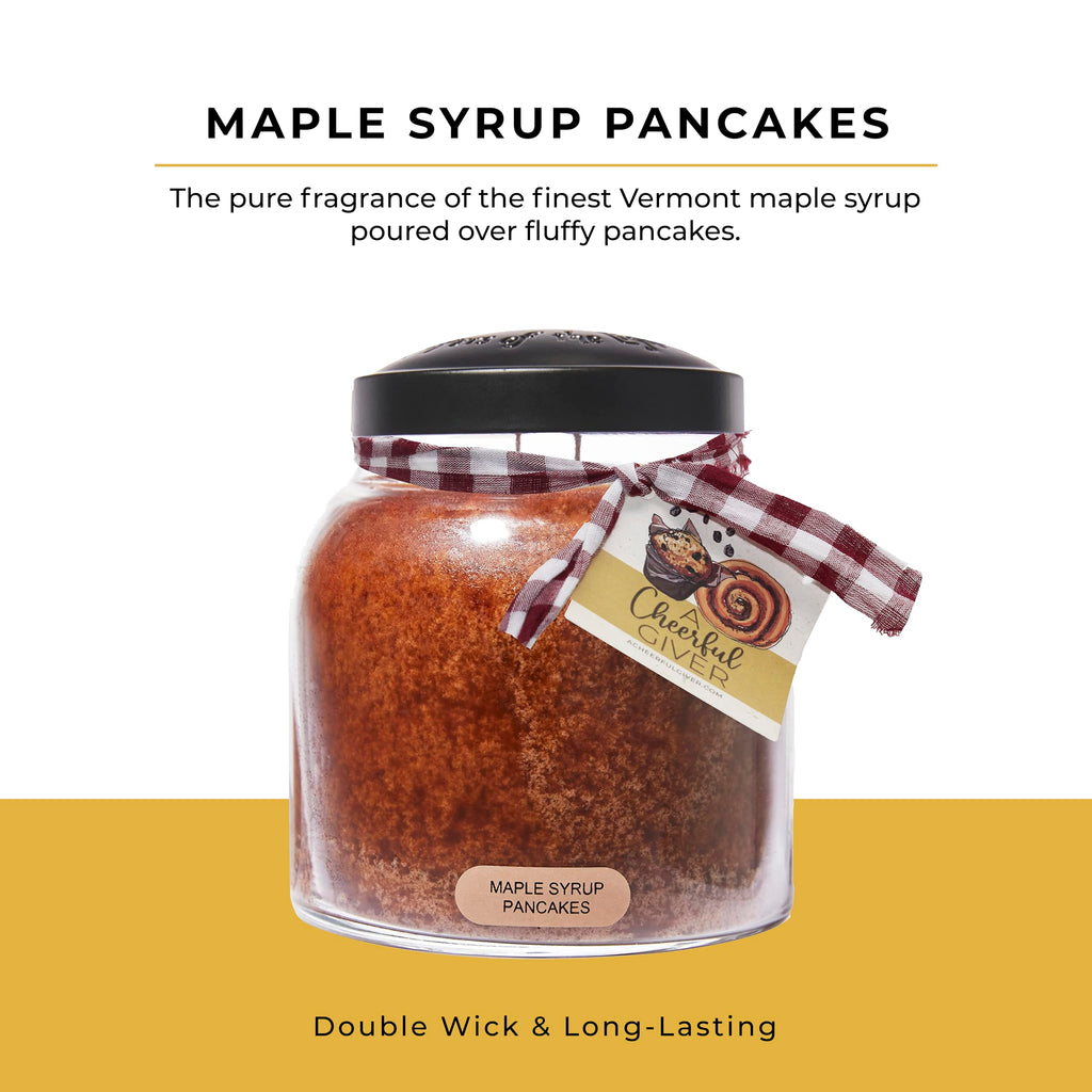 Maple Syrup Pancakes - 34oz Papa Scented Candle Jar with Lid - Keepers of the Light - 155 Hours of Burn Time, Gift