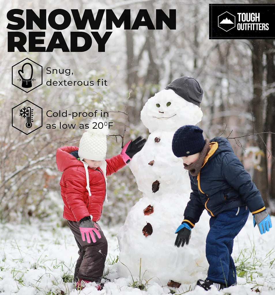 Kids Insulated Waterproof Snow Gloves - Youth Winter Ski Gloves for Girls & Boys