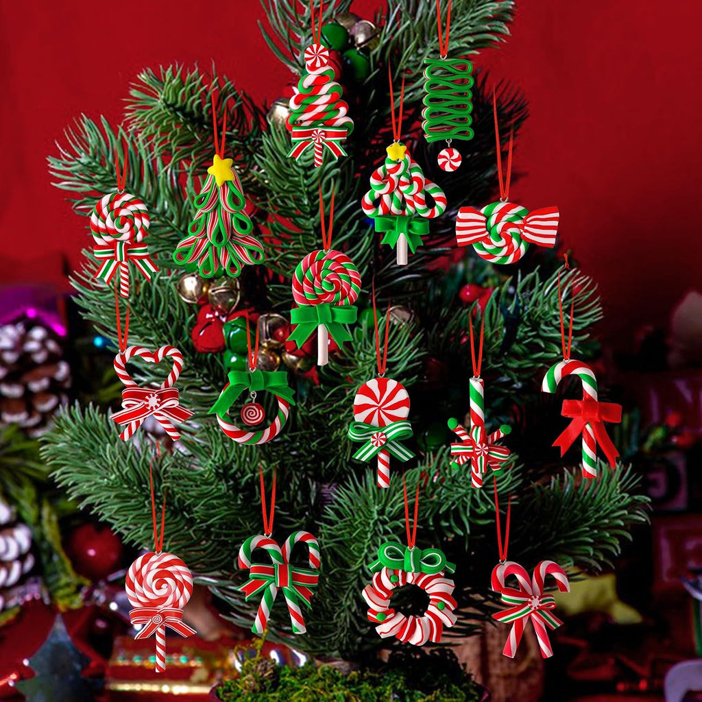 Christmas Lollipop Ornaments, Candy Christmas Tree Decorations - Set of 16