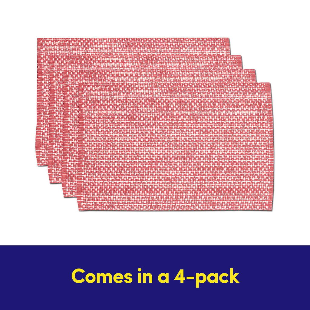 100% Cotton Placemats Rectangle Two Tone Woven Fabric 13" x 19" Soft Durable Table Mat Set, Set of 4, Pink