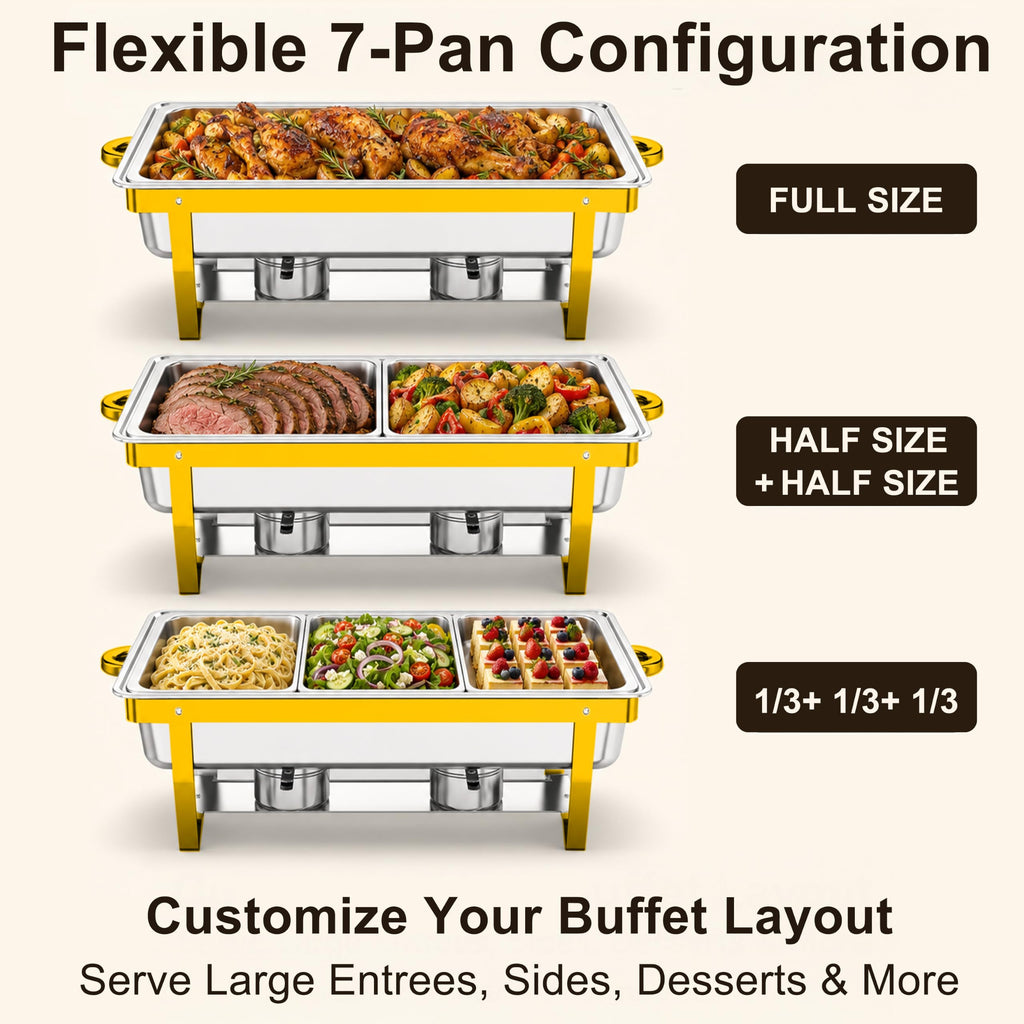 4 Pack 11QT Chafing Dishes for Buffet, Total 44QT Set with 7 Food Pans