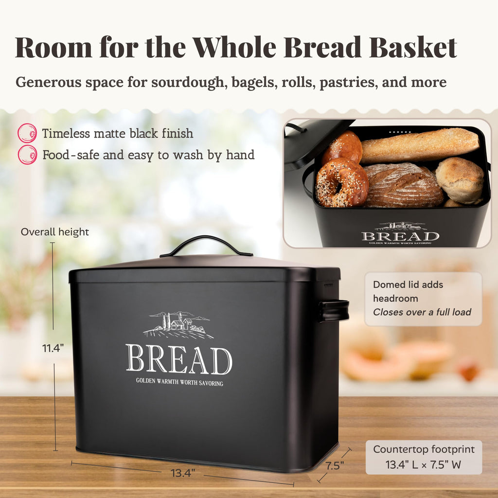 Bread Box - Extra Large Metal Countertop, Farmhouse