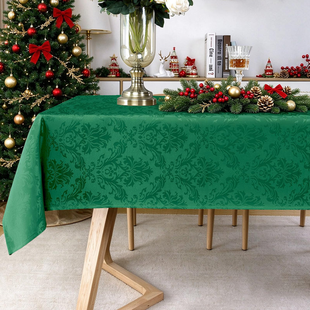 Christmas Green Damask Rectangle Tablecloth, 60 x 84 Inch