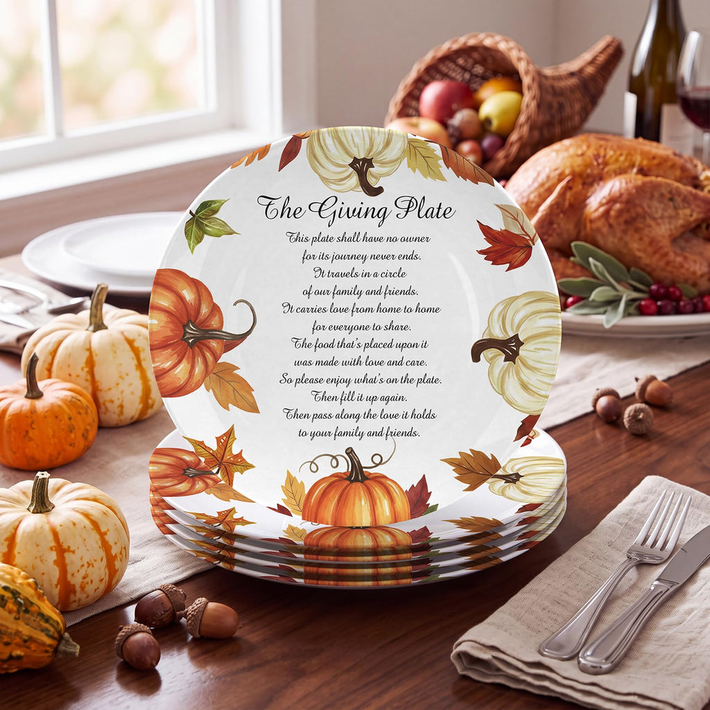 4 Pcs Melamine Thanksgiving Pumpkin Plates Fall Dinnerware 10 Inch