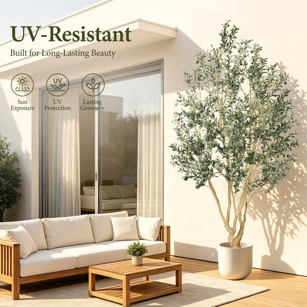 Large Artificial Olive Tree 9ft with UV Resistant in Black Planter