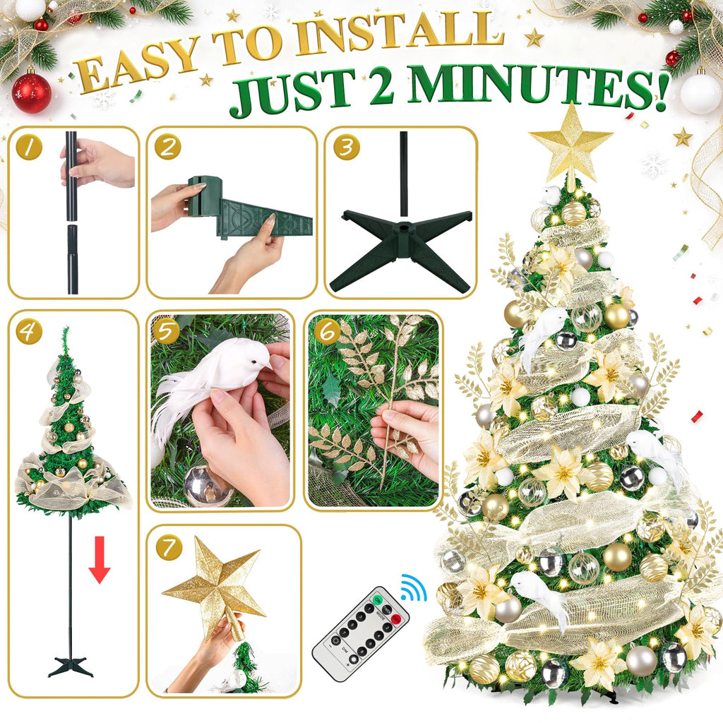 6FT Pre-Lit Pop Up with Remote for Holiday Decor
