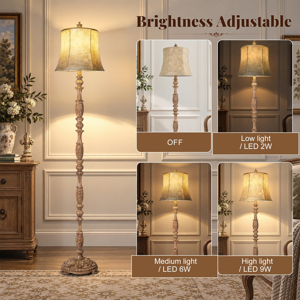 Vintage 66" Tall Floor Lamp Bedroom, Light Brown