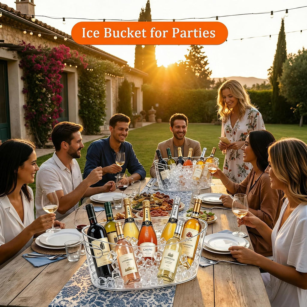 13.5L Ice Bucket 2 Pack Ice Buckets for Parties, Large Beverage Tub for Cocktail Bar with Handle, Drink Cooler - Set of 2