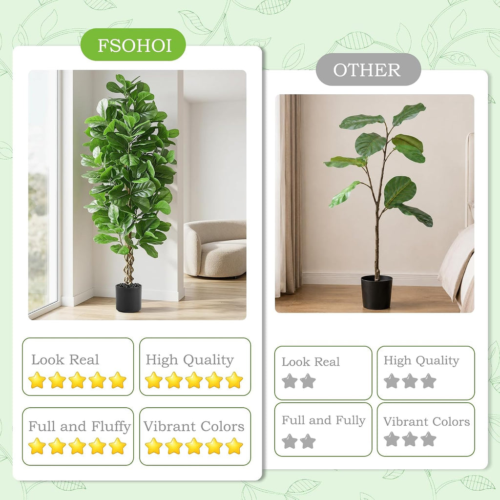 Artificial Fiddle Leaf Fig Tree 7FT, Large Faux Plants Indoor