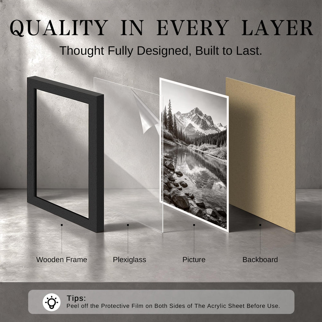20x30 Frame, Black Wood Poster Frames for Wall Display, 2 Pack