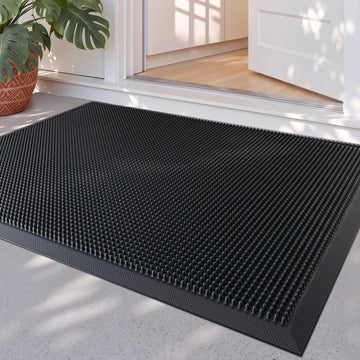 Front Door Mat Outside Entrance, 36x48 Heavy Duty Non Slip Rubber Outdoor Doormat, Dirt Trap Waterproof Entry Mat