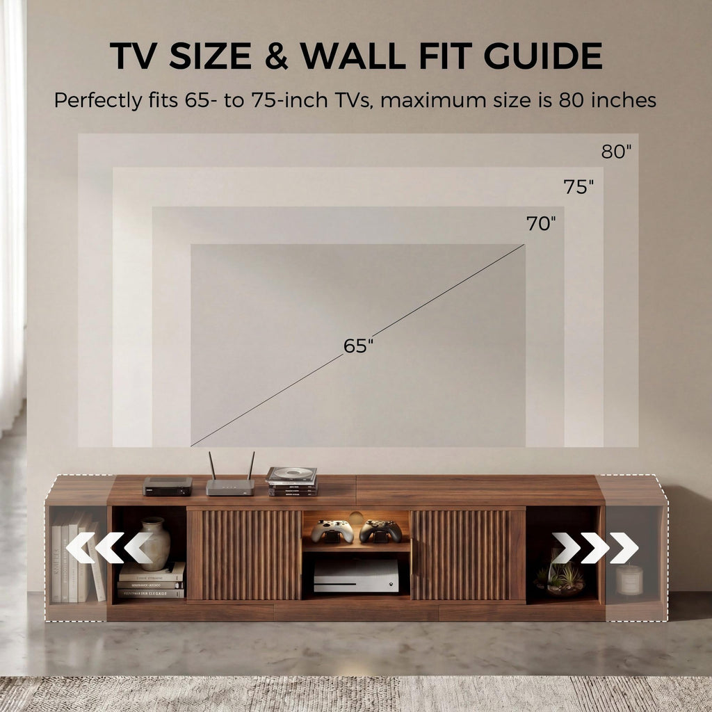 TV Stand for 55-80 Inches TVs, 63"-84.6" Adjustable Length, Extendable Corner Entertainment Center with Storage