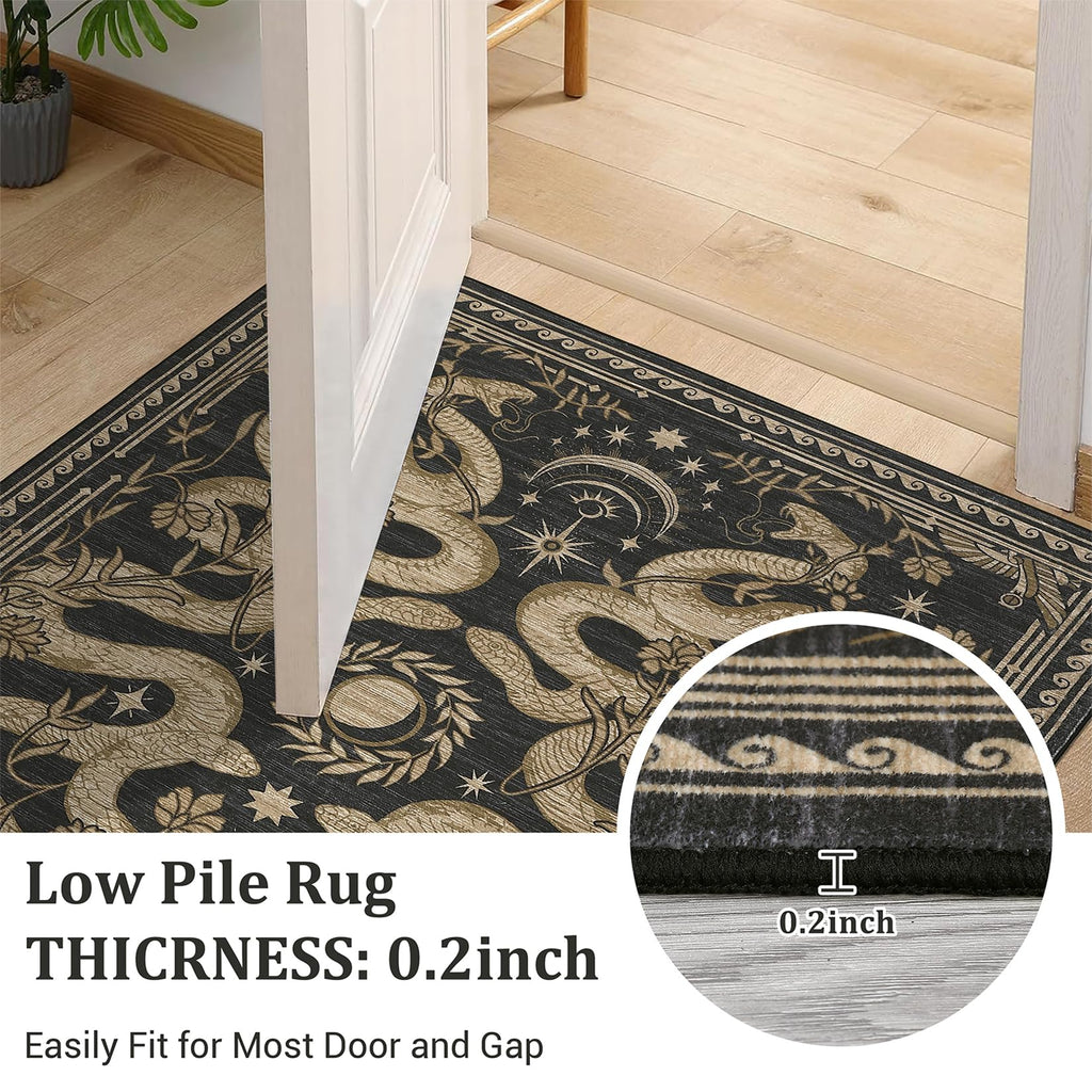Snake Washable Runners s 2.5x8 Runner Rug Non Slip with Rubber Back Forest Soft Low-Pile Stain Resistant Thin Carpet
