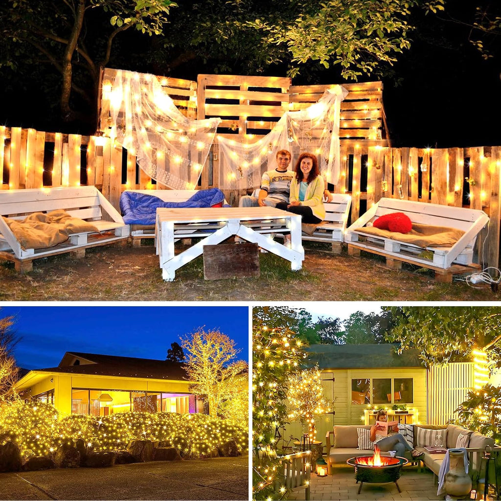 203FT 600LED Outdoor Fairy Lights Plug in Warm White Christmas Decor