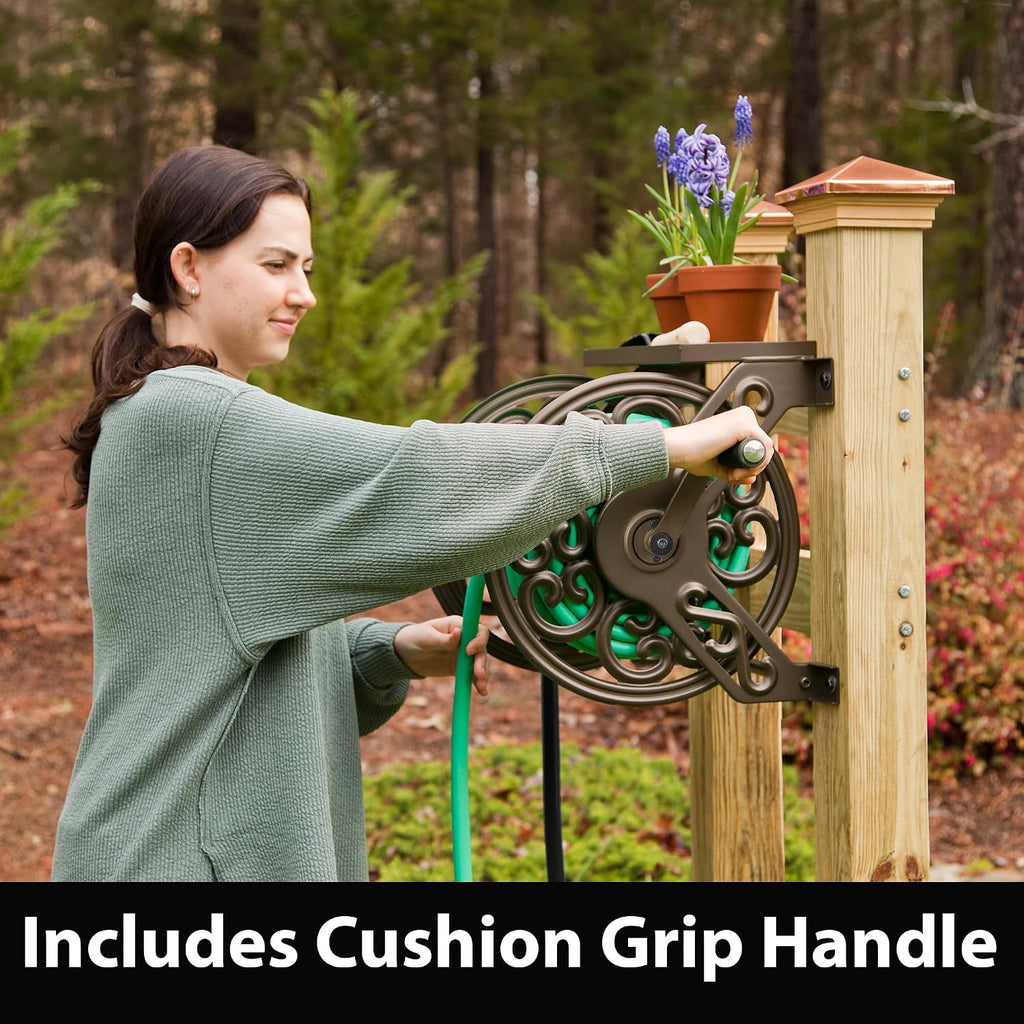 Garden 708 Steel Decorative Wall Mount Garden Hose Reel, Holds 125-Feet of 5/8-Inch Hose - Bronze