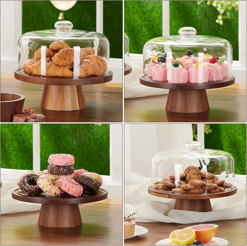 Wooden Cake Stand with Lid: 11in Stand w/Magnetic Pedestal