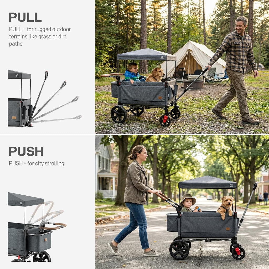 Side-Unzip Stroller Wagon for 2 Kids - in-1 Bench Mode & All-Terrain Push-Pull Wagon - Spica Cast & Special Needs