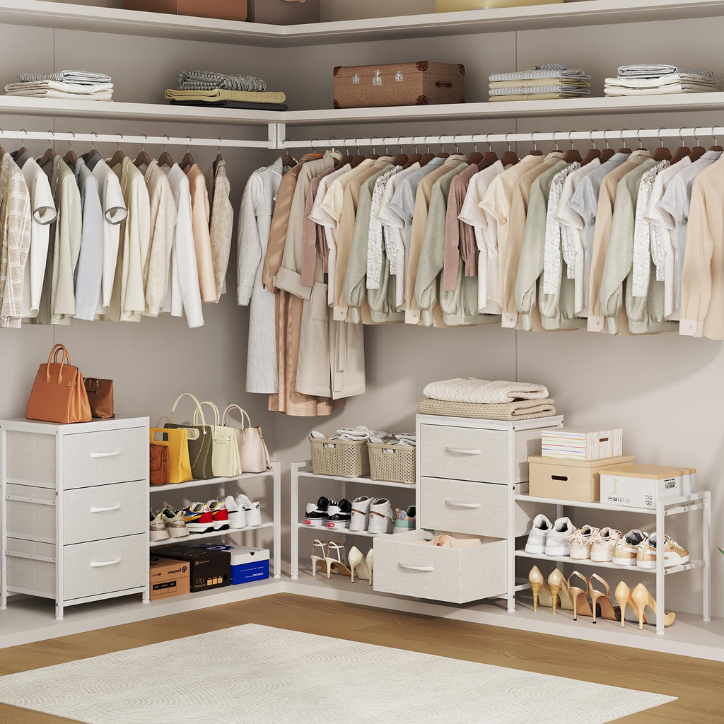 Expandable Closet Organizers and Storage,Wide Long 3 Drawer Dresser