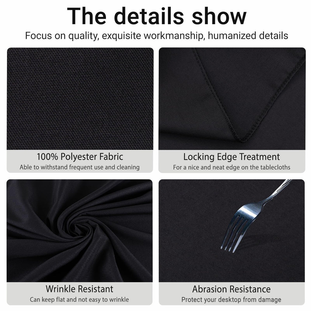 6 Pack Round Table Cloth 70 Inch Black Polyester Tablecloth Stain and Wrinkle Resistant Washable Table Cover for