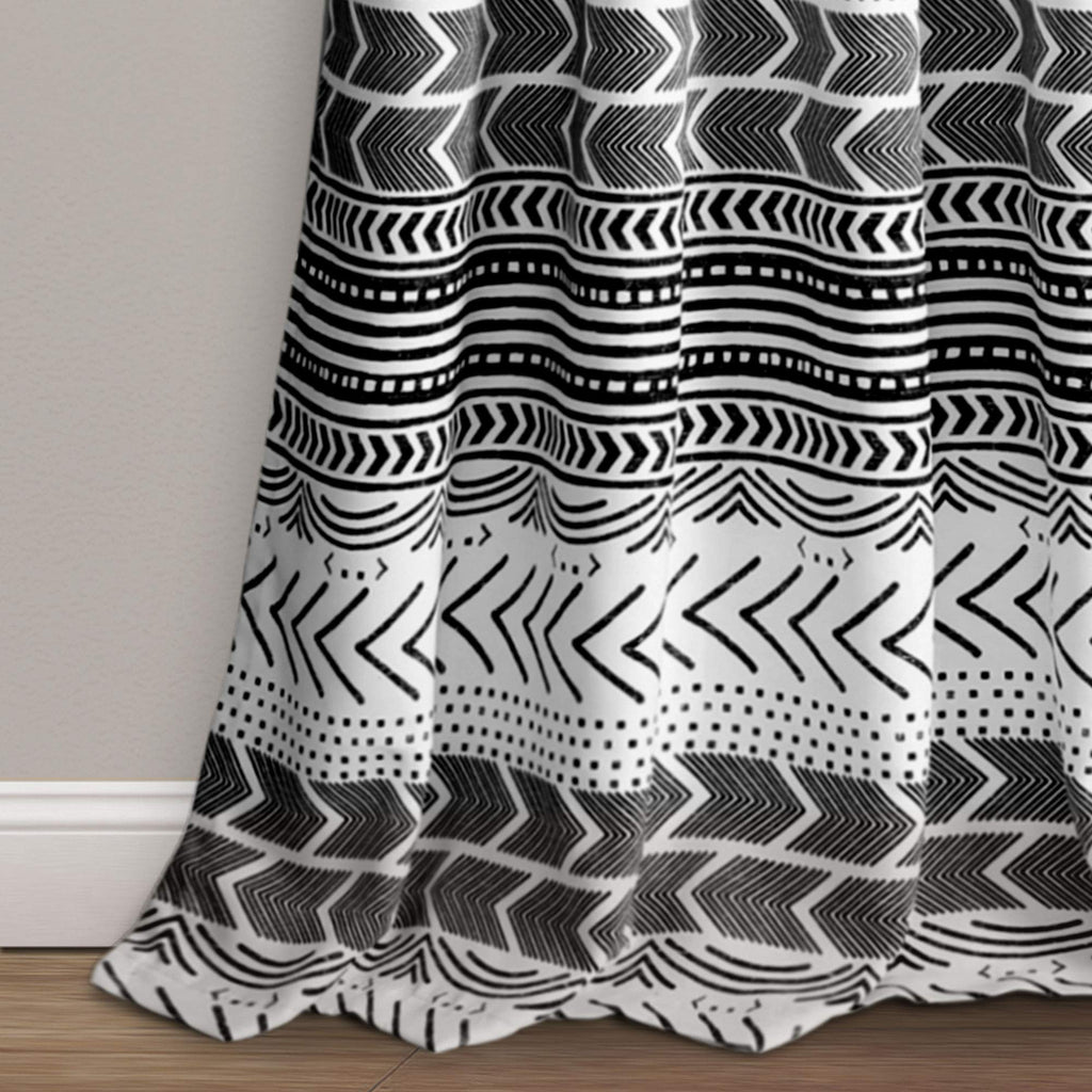Hygge Geo Light Filtering Window Curtain Panel Pair, 52" W x 95" L, Black & White
