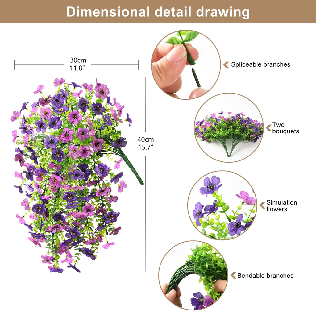 Artificial Hanging Flowers for Outdoors Spring Decoration, 2PCS Silk Fake Daisy Realistic Outdoor Flowers UV