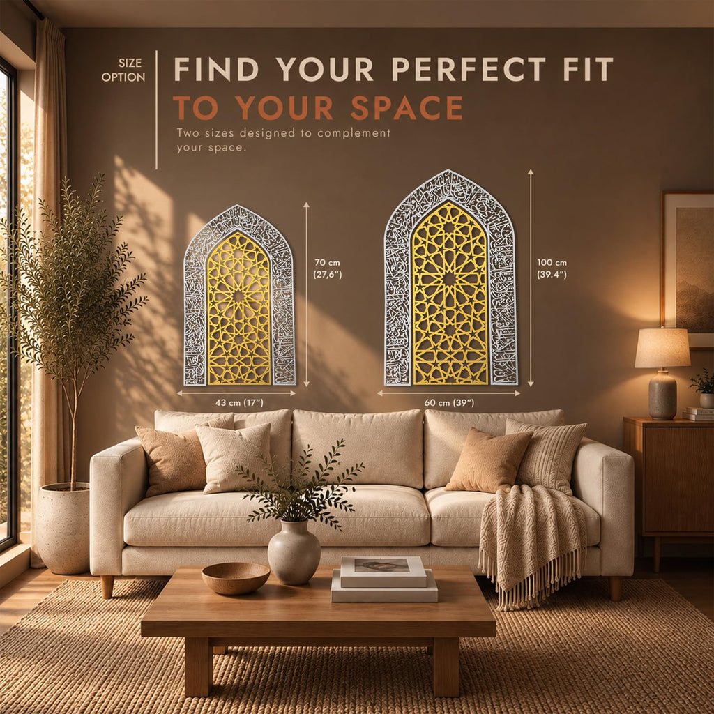 Ayatul Kursi Mihrab Dome Design, Islamic Wall Art, Arabic Calligraphy, Prayer Room Decor, Housewarming Gift for