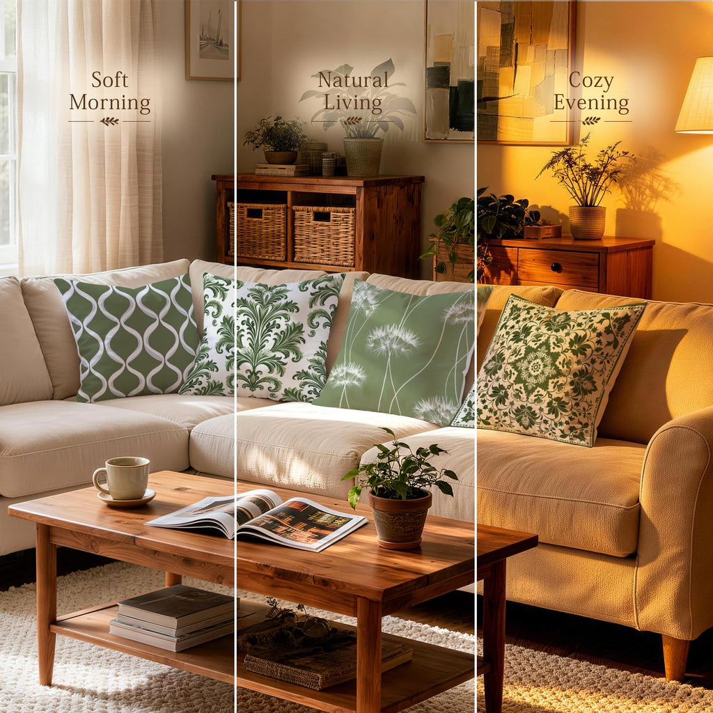 4pc Decorative Throw Pillow Covers 18x18 Sage Green Damask