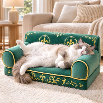Luxury Cat Couch Bed for Indoor Cats, Cozy Pet Sofa, 24 Inch
