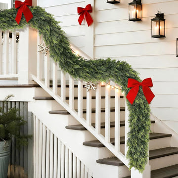 16FT 1Pcs Artificial Christmas Cedar Garlands for Stairs Railing Decoration