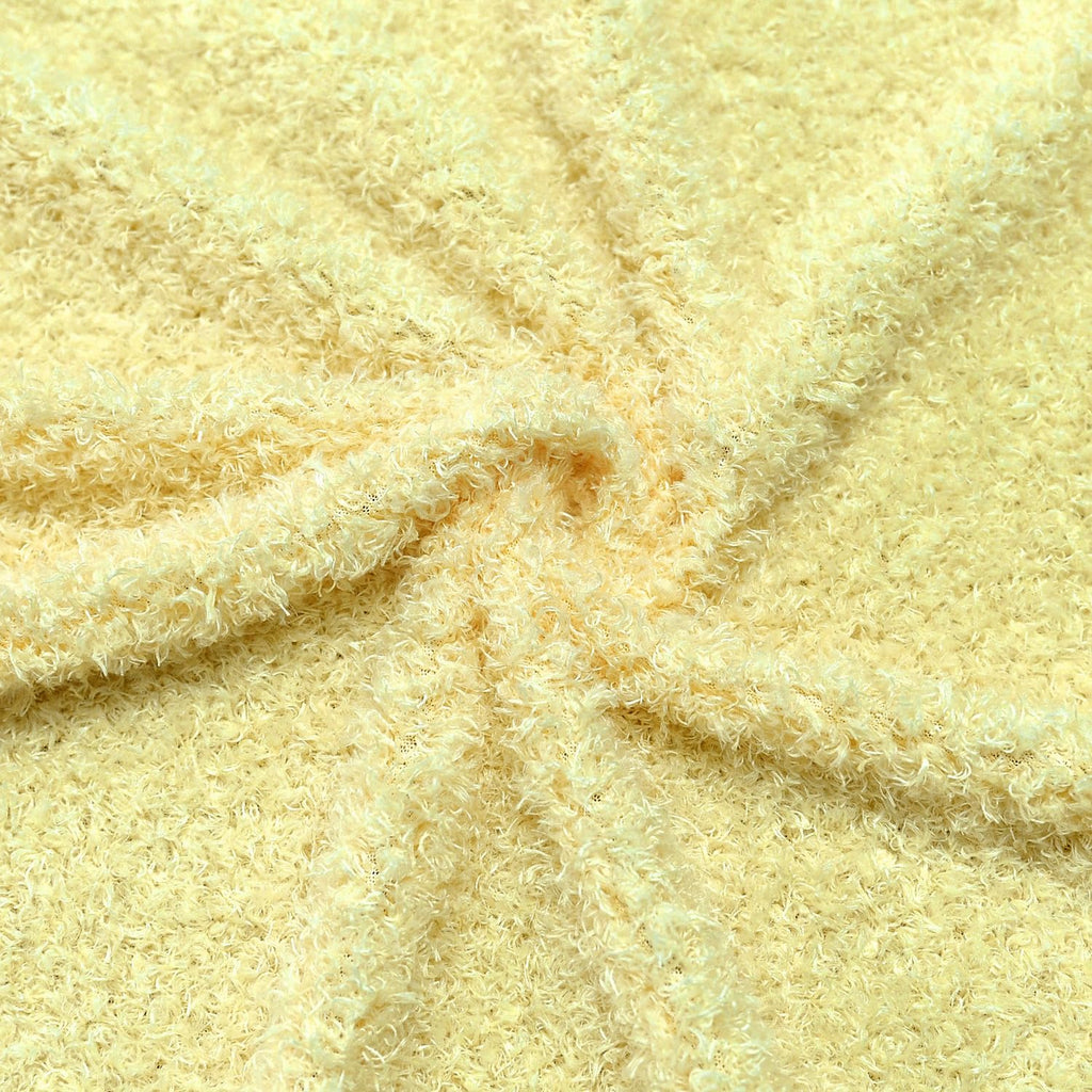 Light Yellow Curly Teddy Fleece Faux Fur Fabric, 18" X 59"