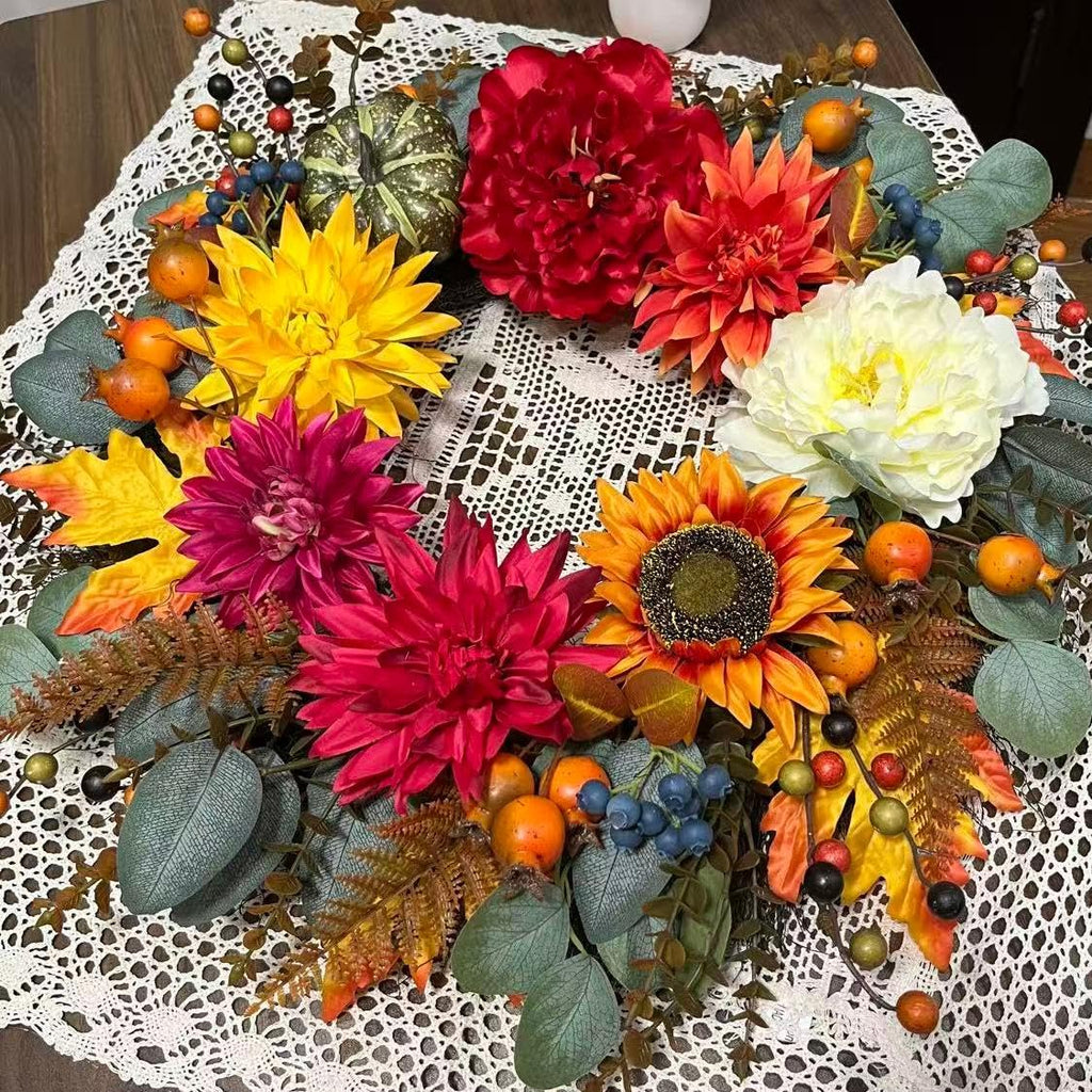Fall Wreaths for Front Door Outside, 24 Inch Autumn Outdoor Wreath
