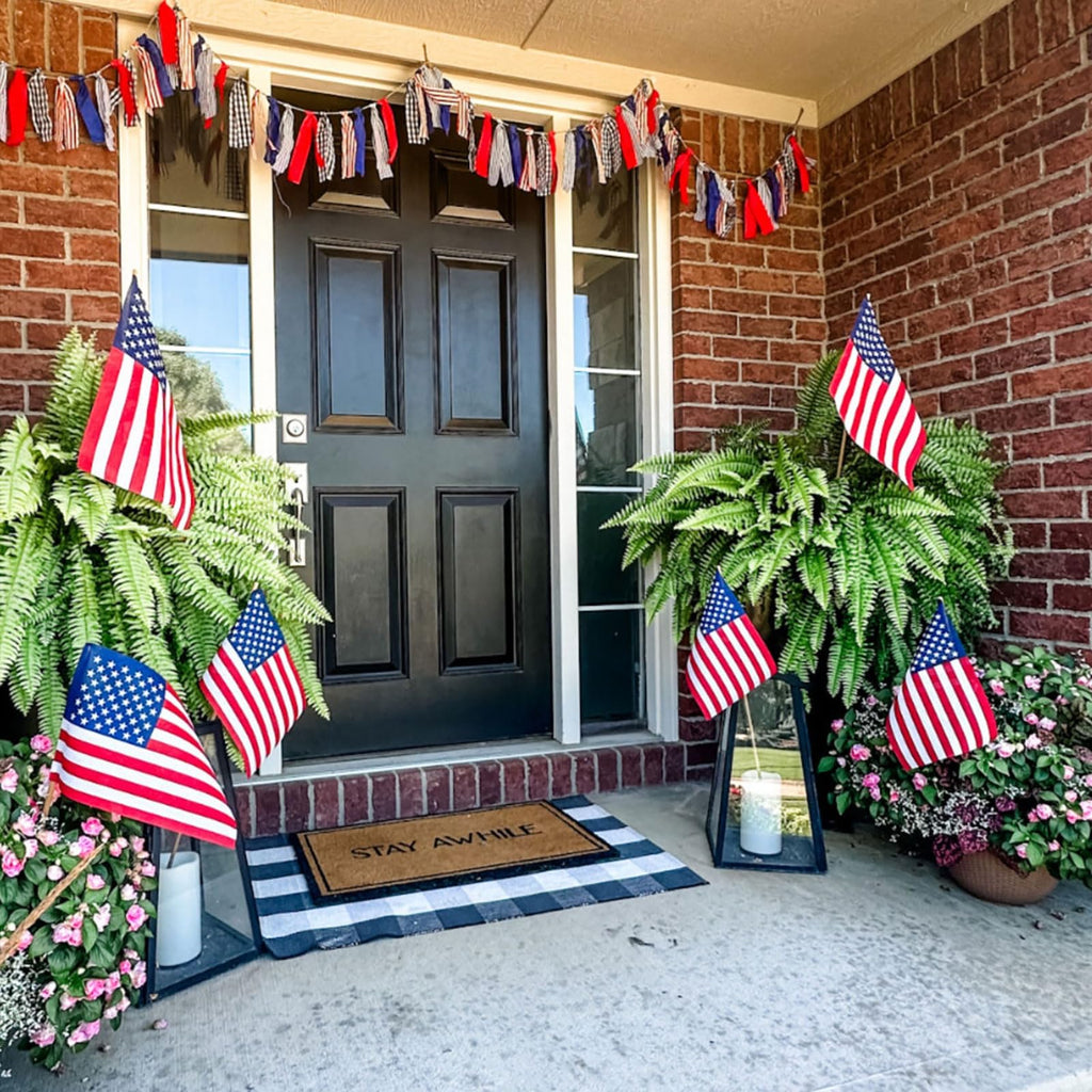Buffalo Plaid Outdoor Rug Front Door Mat 27.5'' x 43'' Black and White Front Porch Rug Welcome Doormats for Farmhouse