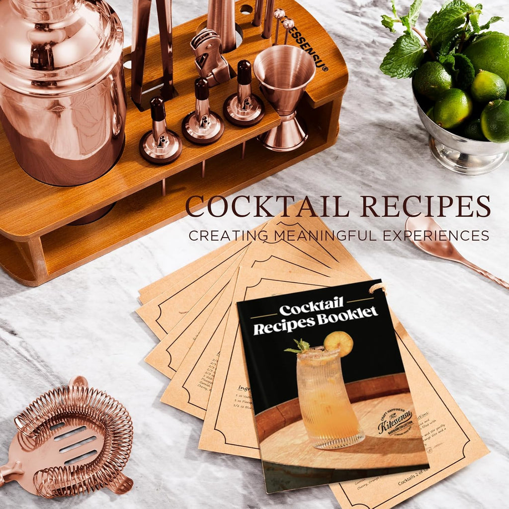 Cocktail Shaker Set Bartender Kit with Stand - Drink Mixer Bar Set with All Essential Bar Accessory Tools - Martini - Set of 15