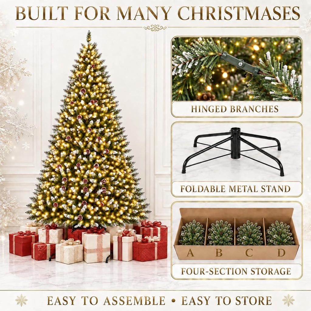 Pre-Lit Artificial Christmas Tree, 900 Lights, 1800 Tips