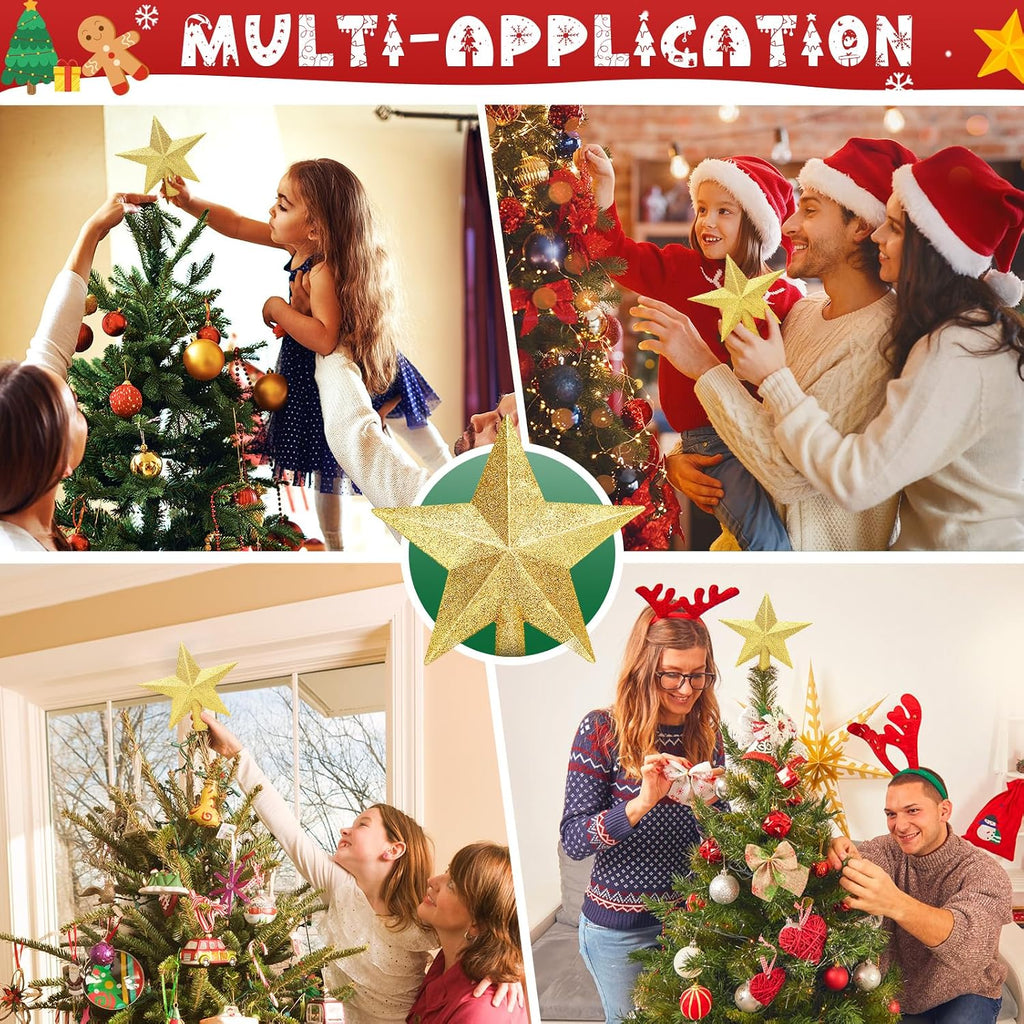 Glitter Christmas Star Tree Topper for Holiday Decorations, Christmas Tree Decoration for Holiday Ornament and Home
