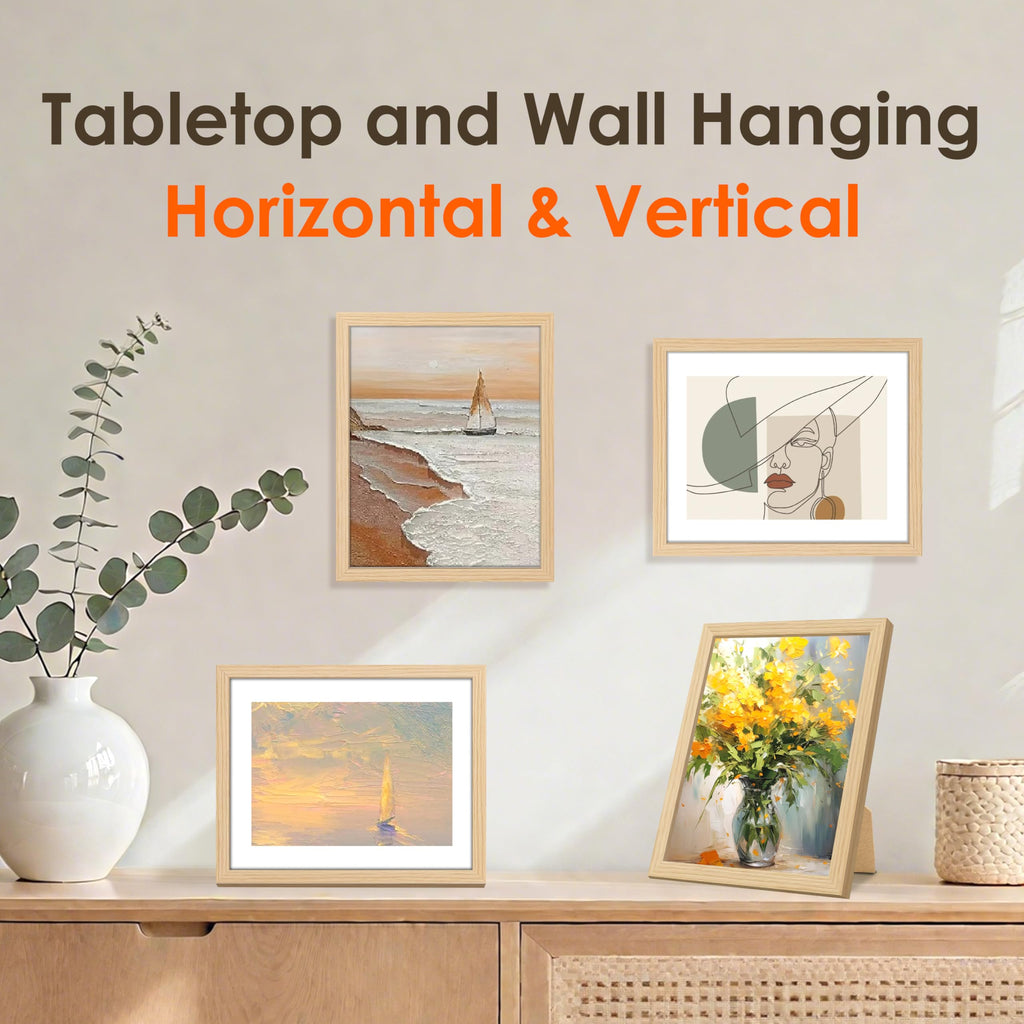 8x10 Picture Frame Bulk-6 Pack, Photo Frame with HD Plexiglass, Display Pictures 5x7 with Mat or 8x10 Without Mat