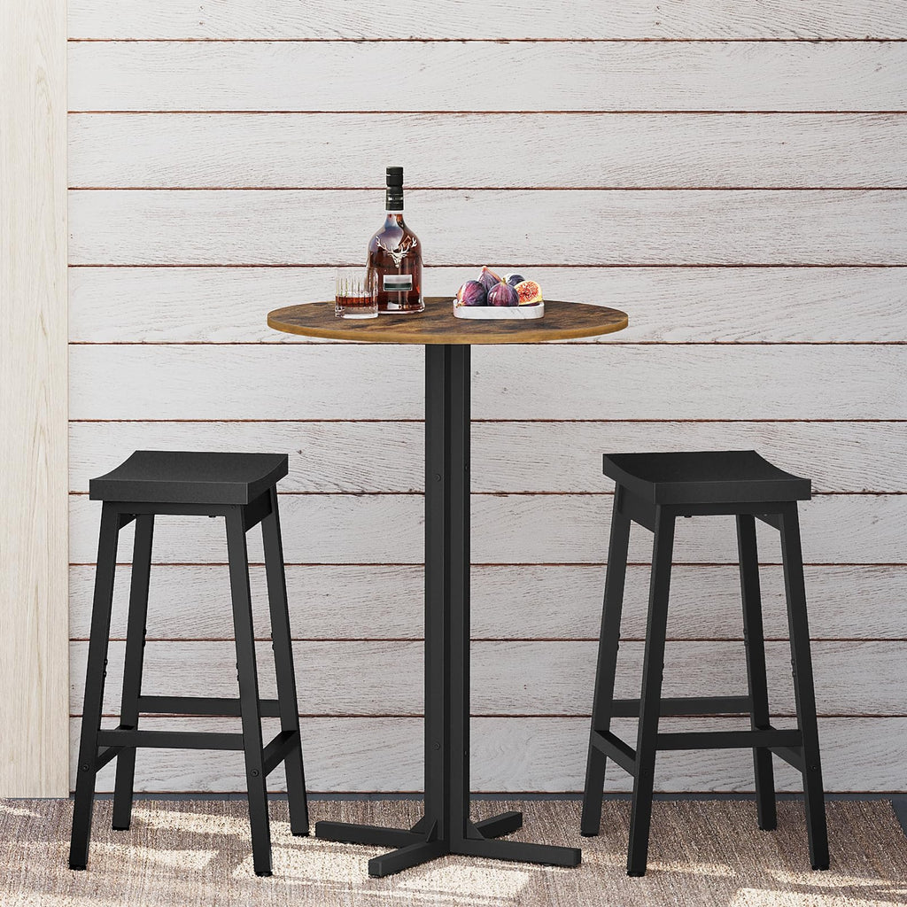 Round Bar Table Set of 2, Counter Height Pub Table, Bar Height Cocktail Table, Versatile Use, Bar, Pub, Cafe, Rustic