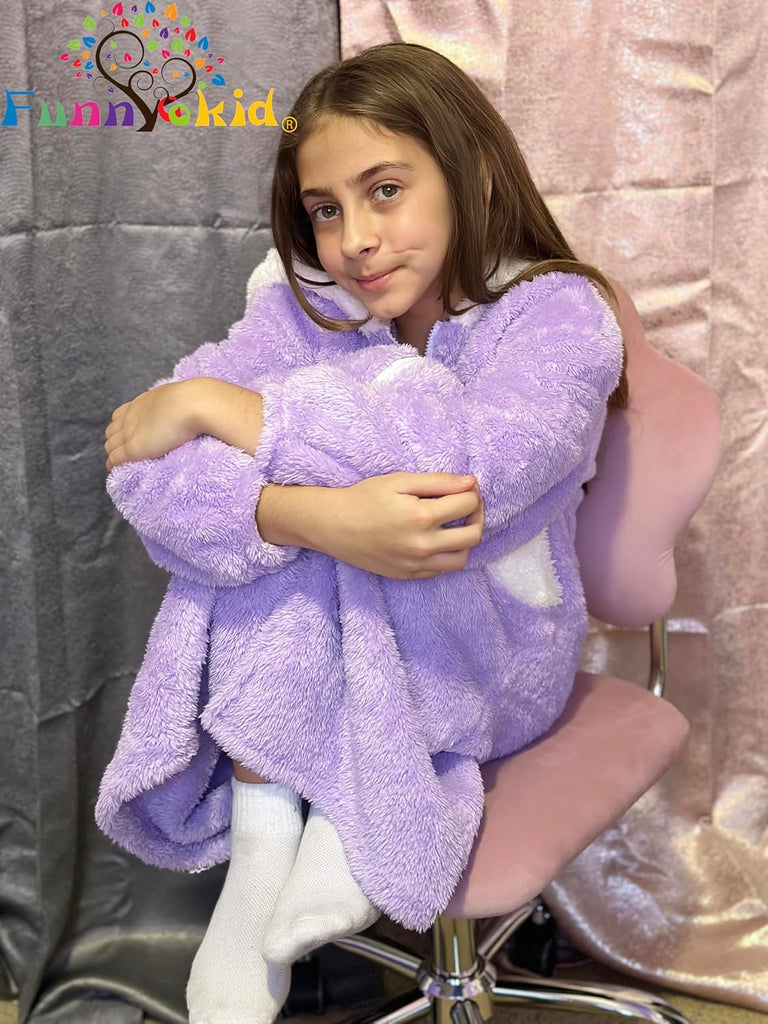 Girls Robe Kids Zip Hooded Bathrobe