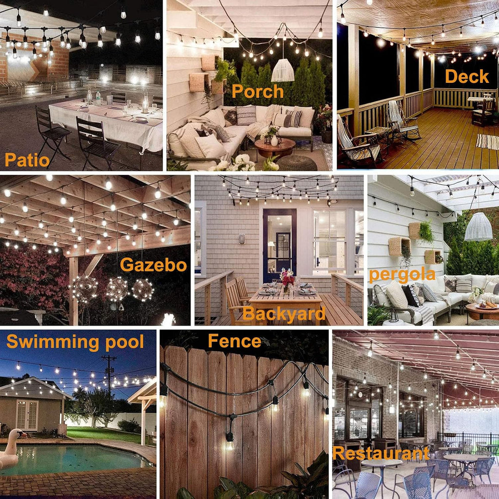 200FT String Lights for Outside LED Patio Lights Outdoor Waterproof