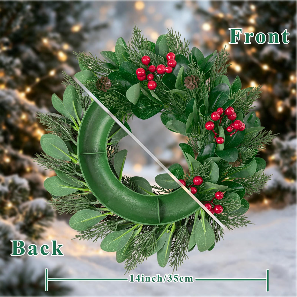 Artificial Christmas Wreath 14" 2 pcs Small Winter Wreaths