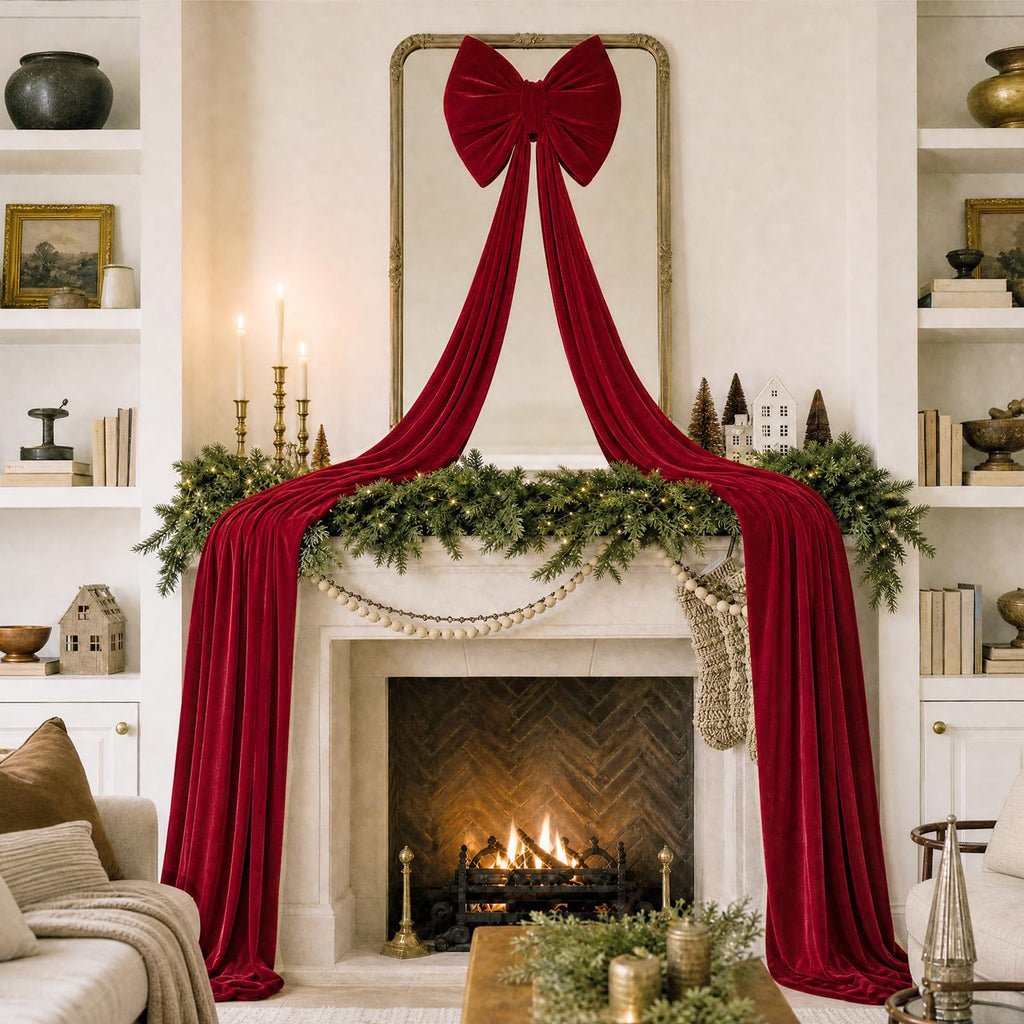 Christmas Decorations - 8FT Giant Red Velvet Christmas Tree Topper Bow