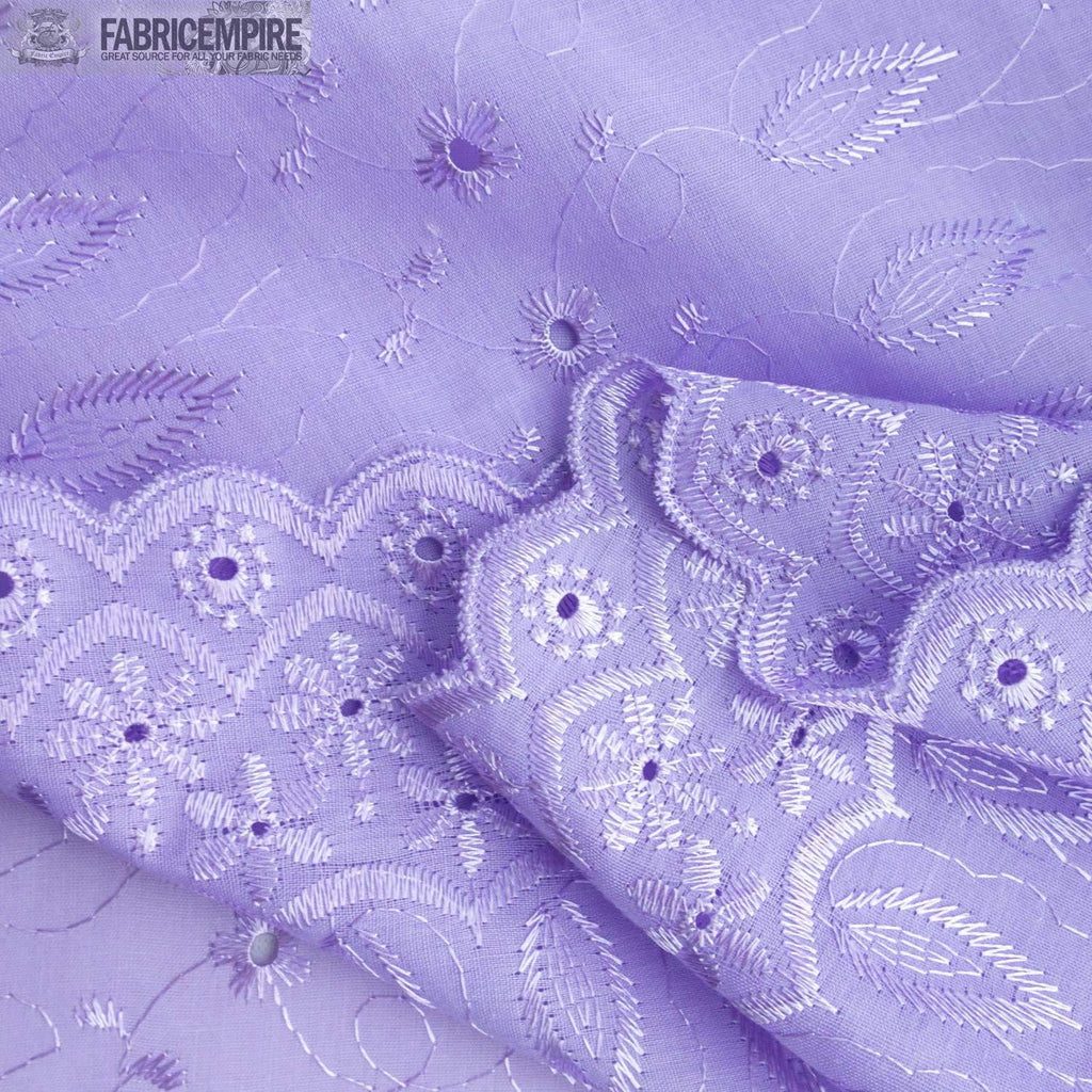 Daisy in Leaf 100% Cotton Embroidered Eyelet Fabric 42" Wide Sold by The Yard (Lavender)