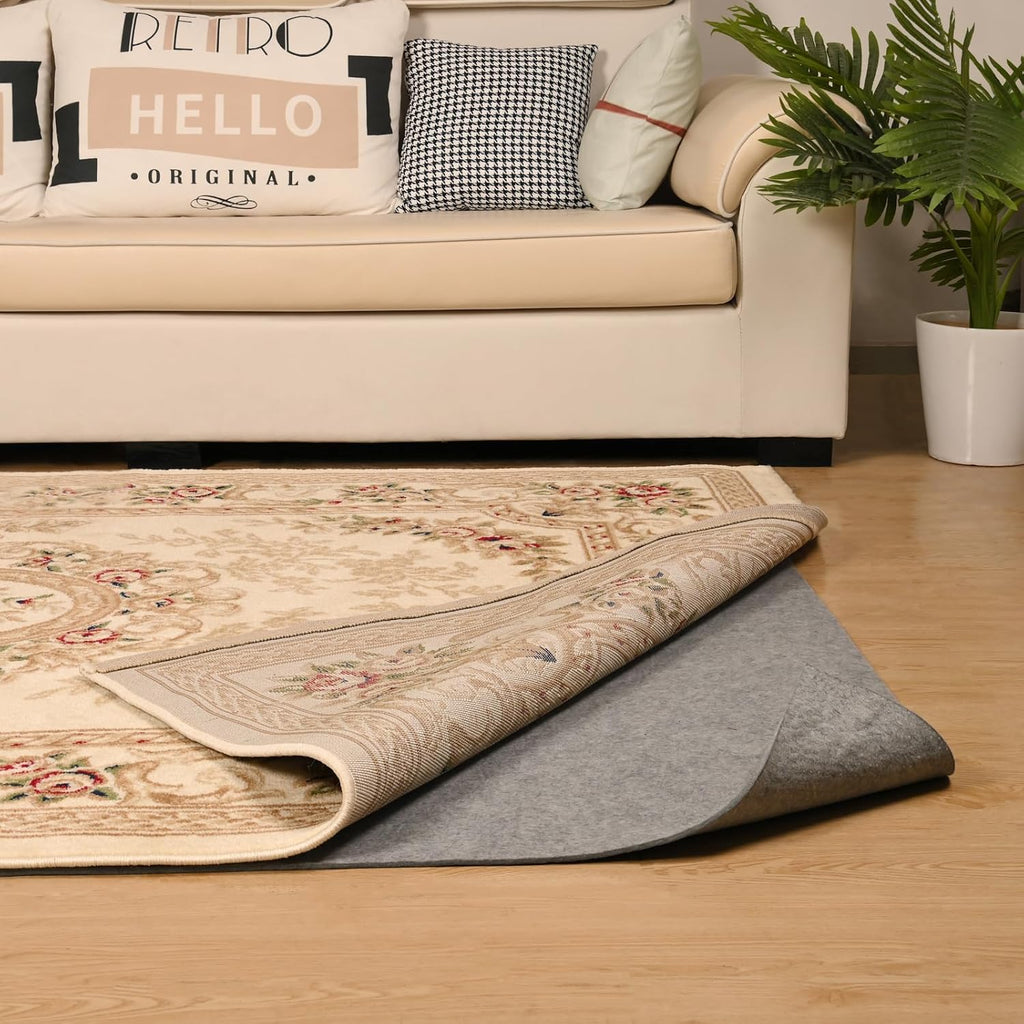 Non Slip Rug Pad 5x7 Feet Carpet Padding, Under Rug Padding Cushioned for Hardwood Floors, Thick Felt Cushion Carpet
