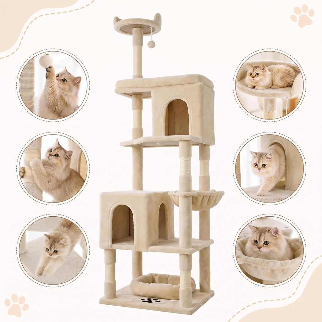 72'' Cat Tree Tower Condo, Heavy Duty with Scratching Posts Indoor