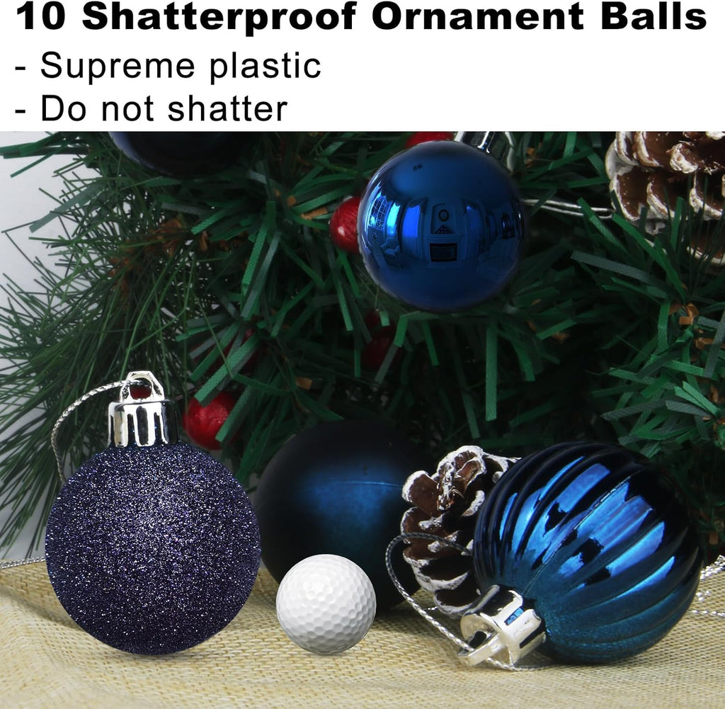 Navy Blue 3.2" Large Christmas Balls - Christmas Tree Decoration Ornaments Shatterproof Hanging Balls for Birthday - Set of 10
