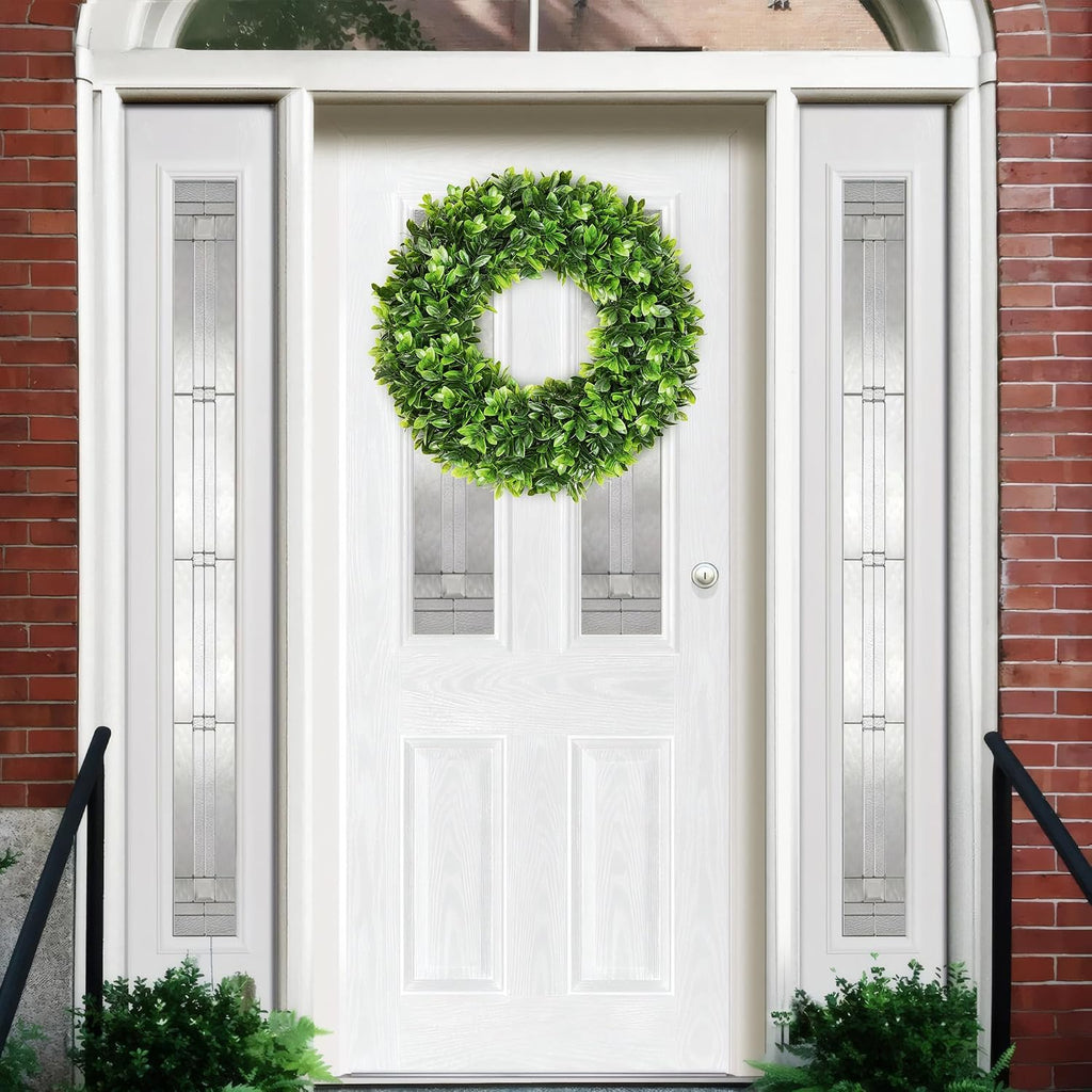20" Boxwood Wreaths for Front Door,Artificial Spring Wreaths for Wall Window Porch Home Farmhouse St Patricks Day