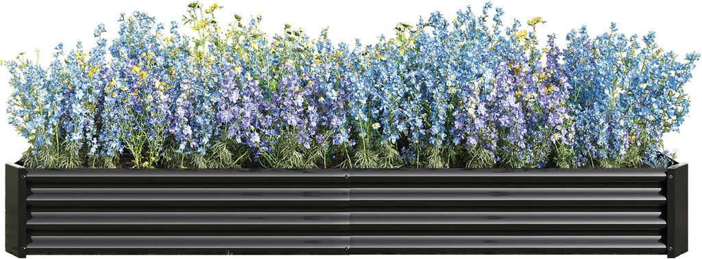 Galvanized Raised Garden Bed, Garden Box Outdoor, 8X4X1 FT, Black | Planter Raised Garden Boxes Outdoor for