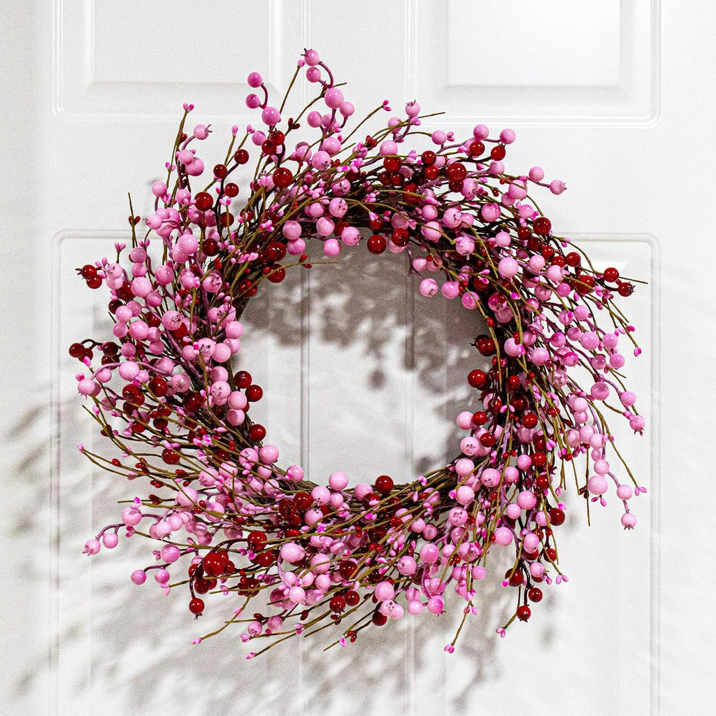 Valentines Day Wreath 22 Inch Valentines Day Wreaths for Front Door Artificial Valentine's Day Door Wreath with Pink