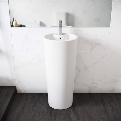 Pedestal Bathroom Sink – Glossy White Ceramic Basin