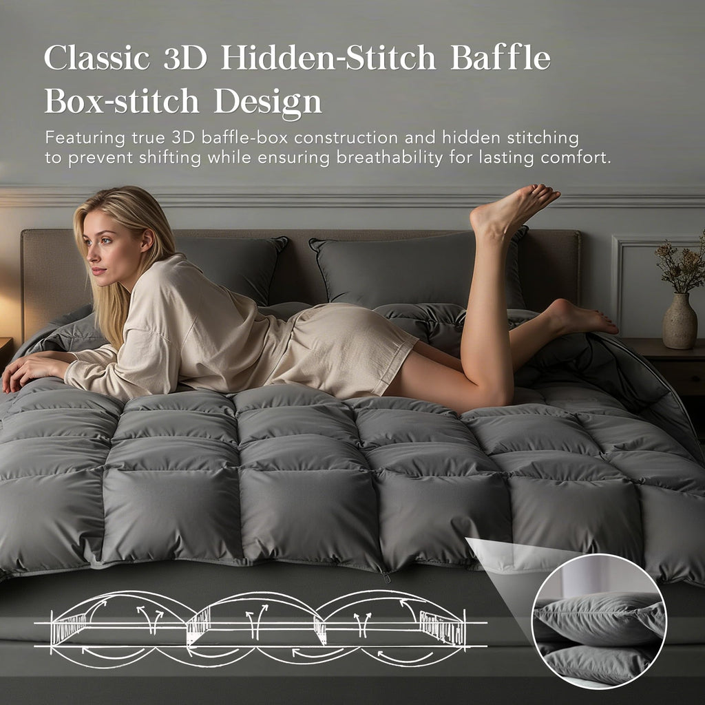 Down Comforter Duvet Insert, Queen, Grey